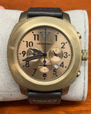 Emporio Armani Sportivo Chronograph Gold Dial Brown Leather Strap Watch for Men - AR6062 Authentic Buy Shop Now