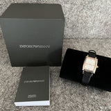 Emporio Armani Gianni T Bar Quartz White Dial Black Leather Strap Watch For Women - AR11408 Authentic Buy Shop Now