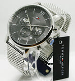 Tommy Hilfiger Evan Grey Dial Silver Mesh Bracelet Watch for Men - 1710396 Authentic Buy Shop Now