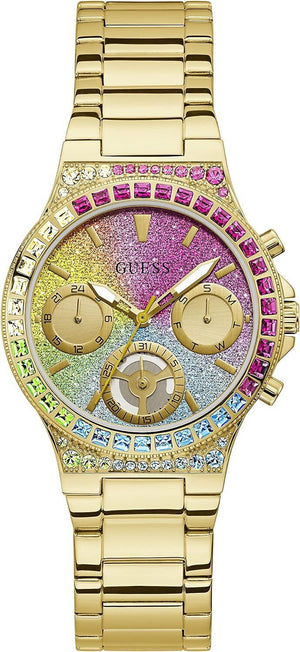 Guess Sugarrush Quartz Multicolor Dial Gold Steel Strap Watch For Women - GW0258L1 Authentic Buy Shop Now
