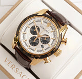 Versace V-Ray Chronograph White Dial Black Leather Strap Watch for Men - VDB040014 Authentic Buy Shop Now