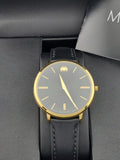 Movado Ultra Slim Black Dial Black Leather Strap Watch For Women - 0607091 Authentic Buy Shop Now