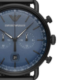 Emporio Armani Aviator Chronograph Blue Dial Black Mesh Bracelet Watch For Men - AR11201 Authentic Buy Shop Now