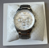 Emporio Armani Sportivo Chronograph Silver Dial Silver Steel Strap Watch For Men - AR5963 Authentic Buy Shop Now