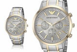 Emporio Armani Renato Chronograph Quartz Silver Dial Two Tone Steel Strap Watch For Men - AR11076 Authentic Buy Shop Now