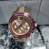 Michael Kors Everest Chronograph Rose Gold Dial Rose Gold Steel Strap Watch For Women - MK7211 Authentic Buy Shop Now