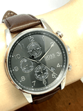 Hugo Boss Navigator Grey Dial Brown Leather Strap Watch for Men - 1513494 Authentic Buy Shop Now