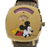 Gucci Grip Disney Mickey Mouse Gold Dial Brown Leather Strap Watch For Women - YA157420 Authentic Buy Shop Now