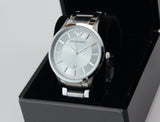Emporio Armani Classic Quartz White Dial Silver Steel Strap Watch For Men - AR2430 Authentic Buy Shop Now
