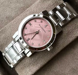 Burberry The City Diamonds Pink Dial Silver Steel Strap Watch for Women - BU9223 Authentic Buy Shop Now
