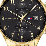 Tommy Hilfiger West Chronograph Quartz Black Dial Gold Steel Strap Watch For Men - 1791708 Authentic Buy Shop Now