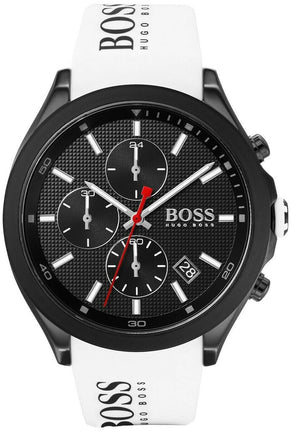 Hugo Boss Velocity Black Dial White Rubber Strap Watch for Men - 1513718 Authentic Buy Shop Now