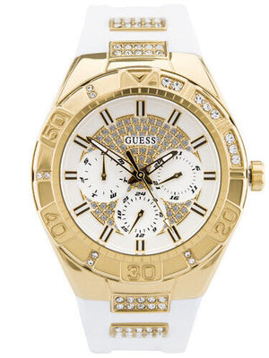 Guess Luna Diamonds White Dial White Rubber Strap Watch for Women - W0653L3 Authentic Buy Shop Now