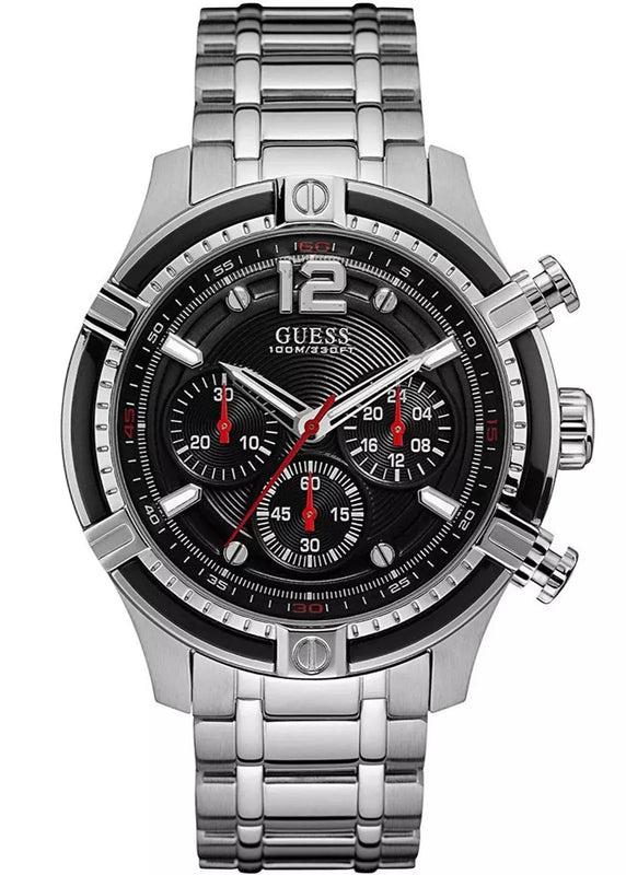 Guess Circuit Chronograph Black Dial Silver Steel Strap Watch For Men - W0968G1 Authentic Buy Shop Now