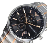 Emporio Armani Renato Chronograph Black Dial Two Tone Steel Strap Watch For Men - AR11165 Authentic Buy Shop Now