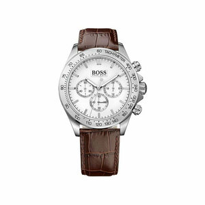 Hugo Boss Ikon White Dial Brown Leather Strap Watch for Men - 1513175 Authentic Buy Shop Now