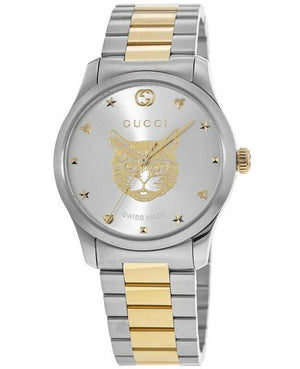Gucci G Timeless Silver Dial Two Tone Steel Strap Watch For Women - YA1264074 Authentic Buy Shop Now