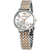 Emporio Armani Silver Sunray Dial Two Tone Steel Strap Watch For Women - AR11113 Authentic Buy Shop Now