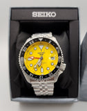 Seiko 5 Sport SKX GMT US Special Creation Automatic Yellow Dial Silver Steel Strap Watch for Men - SSK017K1 Authentic Buy Shop Now