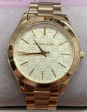 Michael Kors Slim Runway Gold Dial Gold Steel Strap Watch for Women - MK3335 Authentic Buy Shop Now