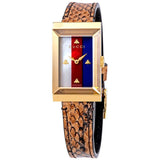 Gucci G-Frame Mother of Pearl Dial Brown Leather Snakeskin Strap Watch For Women - YA147402 Authentic Buy Shop Now