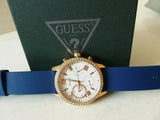 Guess Solar White Rose Gold Dial Blue Rubber Strap Watch For Women - W1135L3 Authentic Buy Shop Now