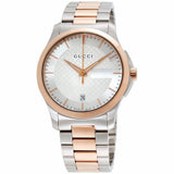Gucci G Timeless Silver Dial Two Tone Steel Strap Watch For Men - YA126473 Authentic Buy Shop Now
