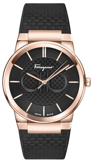 Salvatore Ferragamo Sapphire Bracelet Black Dial Black Silicone Strap Watch For Men - SFHP01324 Authentic Buy Shop Now