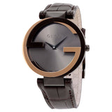 Gucci Interlocking G 18K Gold Black Dial Brown Leather Strap Watch For Women - YA133304 Authentic Buy Shop Now