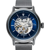 Maserati Epoca Automatic Skeleton Blue Dial Mesh Bracelet Watch For Men - R8823118002 Authentic Buy Shop Now