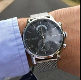 Tommy Hilfiger Kane Black Dial Silver Mesh Bracelet Watch for Men - 1710402 Authentic Buy Shop Now