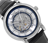 Emporio Armani Luigi Silver Skeleton Dial Black Leather Strap Watch For Men - AR1981 Authentic Buy Shop Now