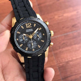 Guess Caliber Chronograph Black Dial Black Rubber Strap Watch for Men - W0864G2 Authentic Buy Shop Now