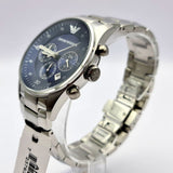 Emporio Armani Sportivo Chronograph Blue Dial Silver Steel Strap Watch For Men - AR5860 Authentic Buy Shop Now