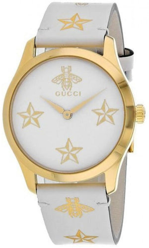 Gucci G Timeless White Dial White Leather Strap Watch For Women - YA1264096 Authentic Buy Shop Now