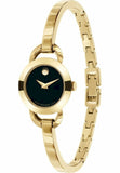 Movado Rondiro 22mm Black Dial Yellow Gold Steel Strap Watch For Women - 0606888 Authentic Buy Shop Now