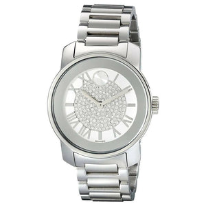 Movado Bold Crystal Pave Silver Dial Silver Steel Strap Watch for Women - 3600254 Authentic Buy Shop Now