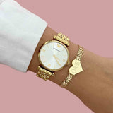 Emporio Armani Gianni T Bar Silver Dial Gold Stainless Steel Strap Watch For Women - AR1877 Authentic Buy Shop Now