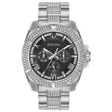 Bulova Crystal Collection Chronograph Black Dial Two Tone Steel Strap Watch for Men - 96C126 Authentic Buy Shop Now