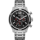 Guess Circuit Chronograph Black Dial Silver Steel Strap Watch For Men - W0968G1 Authentic Buy Shop Now