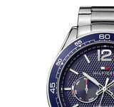 Tommy Hilfiger Erik Chronograph Blue Dial Silver Steel Strap Watch for Men - 1791366 Authentic Buy Shop Now