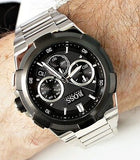 Hugo Boss Supernova Chronograph Black Dial Silver Steel Strap Watch for Men - 1513359 Authentic Buy Shop Now