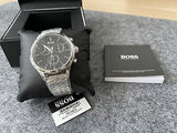 Hugo Boss Companion Black Dial Silver Steel Strap Watch for Men - 1513652 Authentic Buy Shop Now