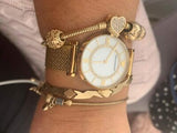 Emporio Armani Gianni T Bar Mother of Pearl Dial Gold Mesh Bracelet Watch For Women - AR11321 Authentic Buy Shop Now