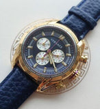 Versace V-Ray Blue Chronograph Blue Dial Blue Leather Strap Watch for Men - VDB030014 Authentic Buy Shop Now