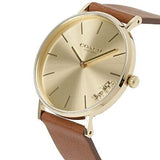 Coach Perry Analog Gold Dial Brown Leather Strap Watch for Women - 14503331-C Authentic Buy Shop Now
