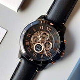 Fossil Grant Sport Automatic Skeleton Black Dial Black Leather Strap Watch for Men - ME3138 Authentic Buy Shop Now