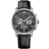 Tommy Hilfiger Keagan Quartz Grey Dial Black Leather Strap Watch for Men - 1791289 Authentic Buy Shop Now