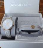Michael Kors Pyper Quartz Silver Dial White Leather Strap Watch For Women - MK1037 Authentic Buy Shop Now