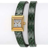 Gucci G Frame Double Mother of Pearl Dial Green Leather Strap Watch For Women - YA128525 Authentic Buy Shop Now